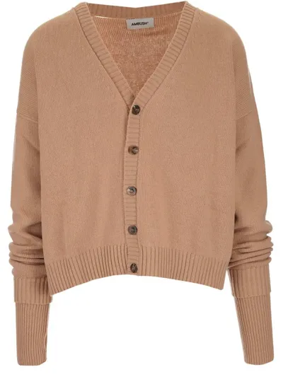 Ambush V-neck Cardigan In Camel Color In Natural