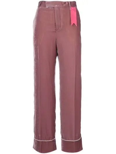 The Gigi Contrast Applique Flared Pants In Pink