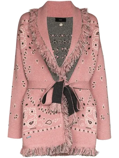 Alanui Paisley Cashmere Wrap Cardigan In Pink