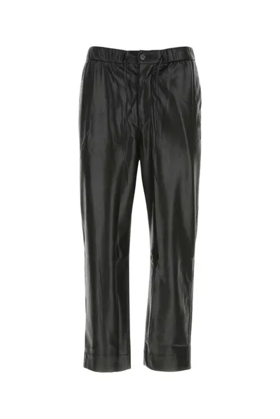 Nanushka Elastic Waist Vegan Leather Trousers In Black