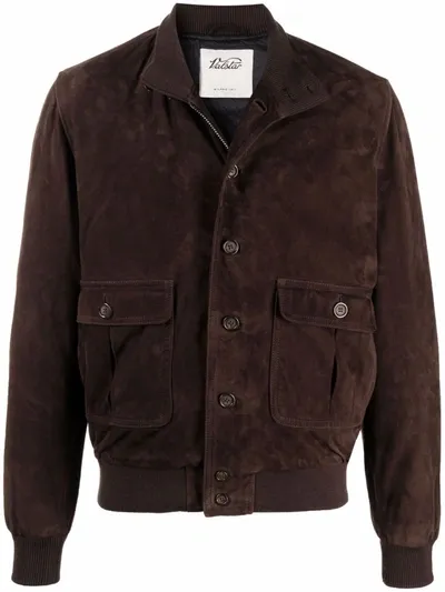 Valstar Buttoned Leather Jacket In Braun