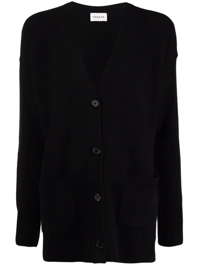 P.a.r.o.s.h V-neck Rib-trimmed Cardi-coat In Schwarz