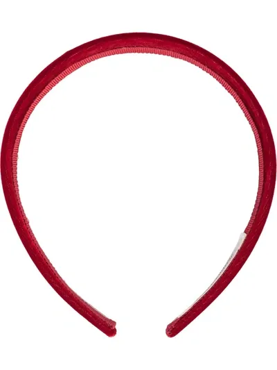 Jennifer Behr Charlize Wide Velvet Headband In 红色