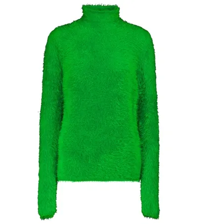 Stella Mccartney Fur Free Fur High Neck Jumper In Bright Green