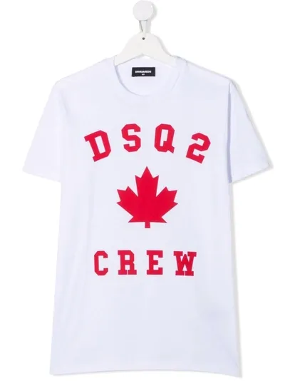 Dsquared2 Teen Logo-print Cotton T-shirt In White