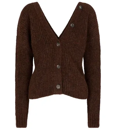 Alanui Ribbed-knit Alpaca-blend Cardigan In Brown