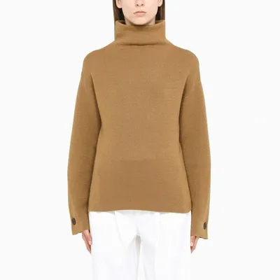 Vince Camel Colour Turtle-neck Pullover In Brown