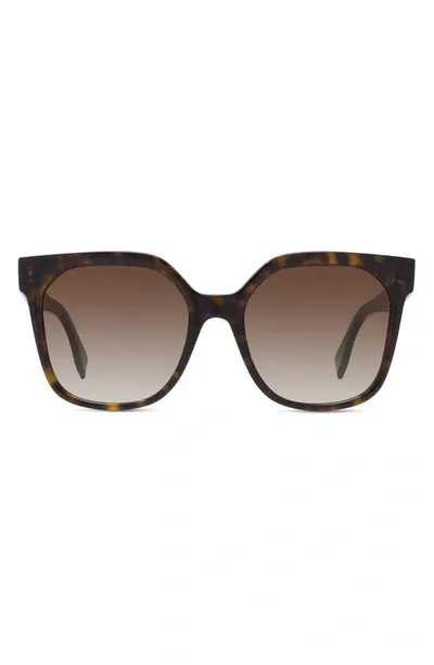 Fendi 55mm Square Sunglasses In Dark Havana Gradient Brown