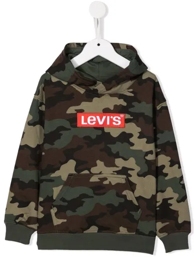 Levi's Kids' Logo Patch Hooded Sweatshirt In Cypress