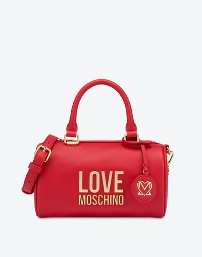 Love Moschino Gold Metal Logo Trunk Bag In Black