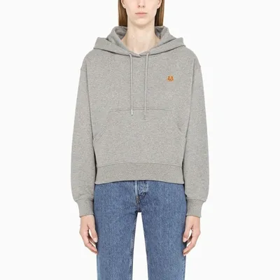 Kenzo Gray Hoodie With Contrasting Logo In Grey