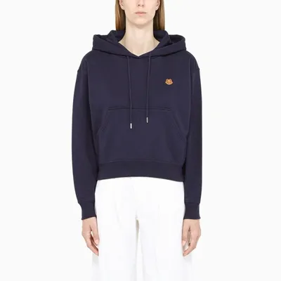 Kenzo Marine Blue Hoodie With Contrasting Logo