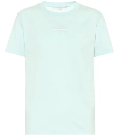 Stella Mccartney Cotton T-shirt In Light Blue