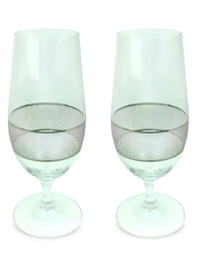 Michael Wainwright Panthera Platinum 2-piece Stemmed Water Glass Set In Gray