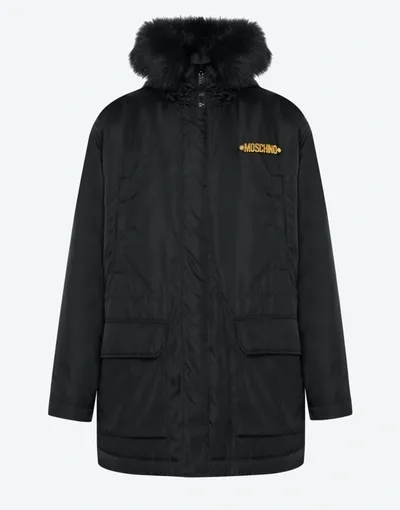 Moschino Technical Nylon Padded Parka In Black