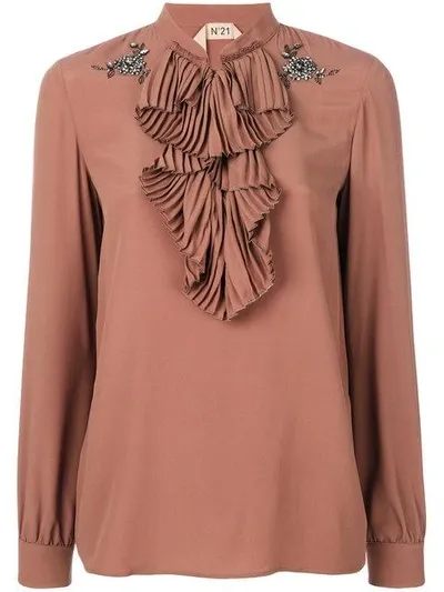 N°21 Ruffle Bib Blouse In Pink