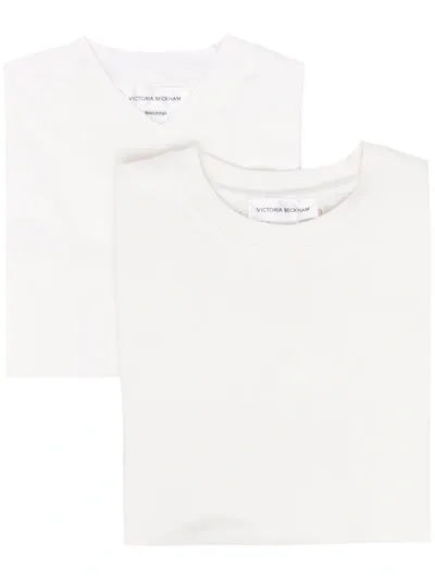 Victoria Beckham Logo Patch Organic Cotton T-shirt In Weiss