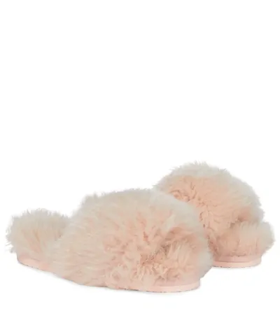 Inuikii Cosy Shearling Slide Sandals In Powder