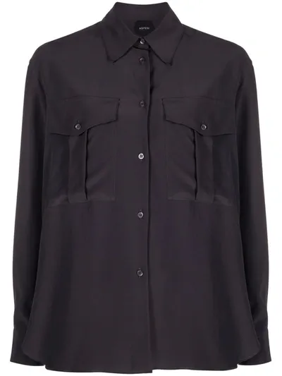 Aspesi Silk Shirt W/two Pockets In Grey