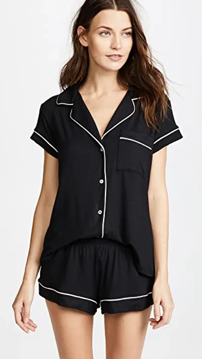 Eberjey Gisele Relaxed Jersey Knit Short Pajamas In Black