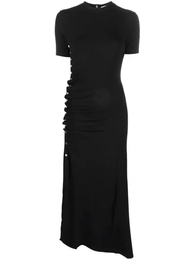 Rabanne Black Ruched Stretch-jersey Dress