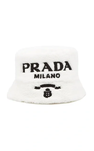 Prada Women's Terry Bucket Hat In White