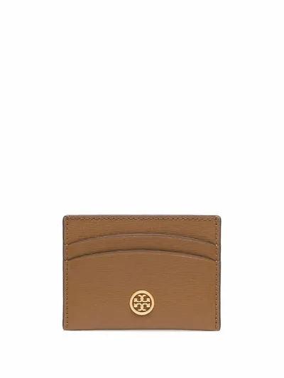 Tory Burch Credit Card Holder With Logo Pin In Brown