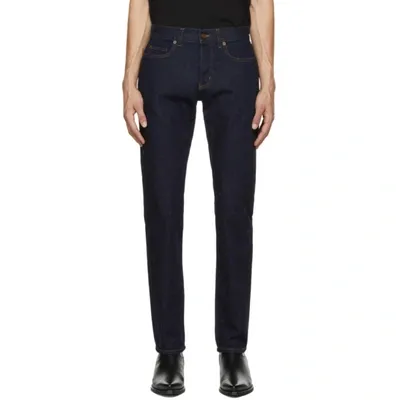 Saint Laurent Blue Speckled Etienne Jeans In 4967 Dk Sto