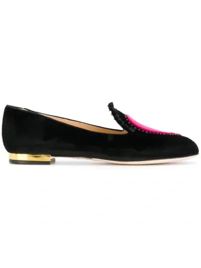 Charlotte Olympia Heartbroken Velvet Slippers In Nocolor