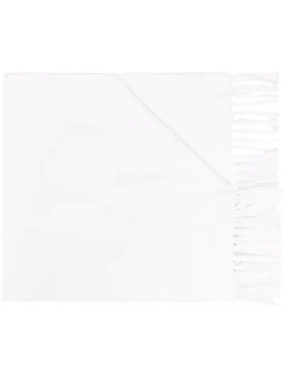 Valentino V-logo Wool-blend Twill Scarf In White