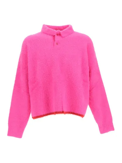 Jacquemus Le Polo Neve Textured Jumper In Pink