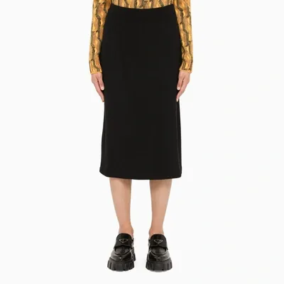 Prada Black Wool Blend Sheath Skirt