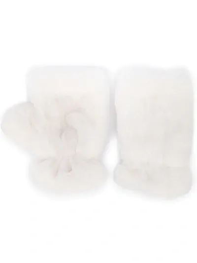 Apparis Ariel Lightweight Faux Fur Fingerless Gloves In Ivory