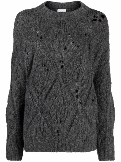 Brunello Cucinelli Crew-neck Chunky-knit Jumper In Grau