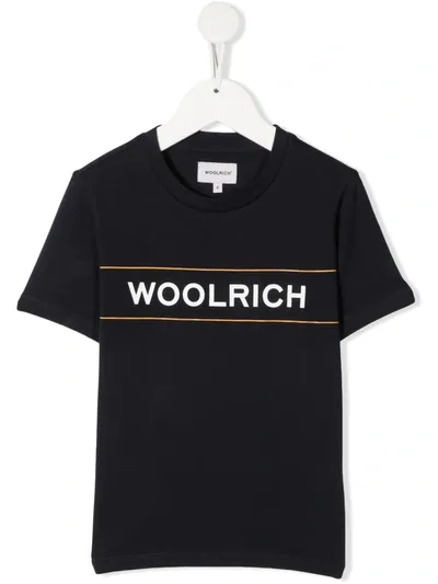 Woolrich Teen Logo-print Cotton T-shirt In Blue