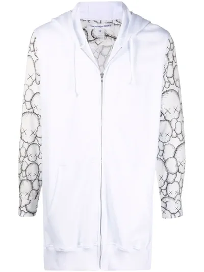 Comme Des Garçons Shirt X Kaws Graphic-print Zip-up Hoodie In White