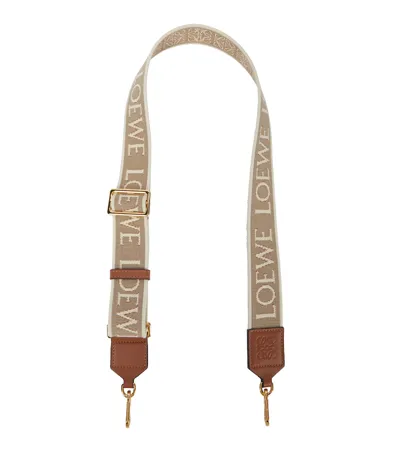 Loewe Anagram Jacquard Bag Strap In Natural Tan