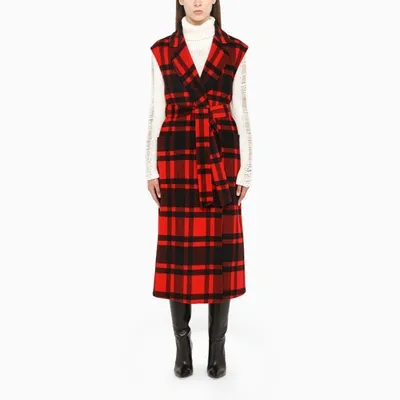 P.a.r.o.s.h Red And Black Labial Waistcoat In ["black"/ "red"]