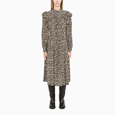 Ulla Johnson Marguerite Printed Silk Crepe De Chine Dress In ["beige", "blue", "print"]