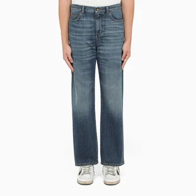 Saint Laurent Washed Blue Straight Leg Jeans