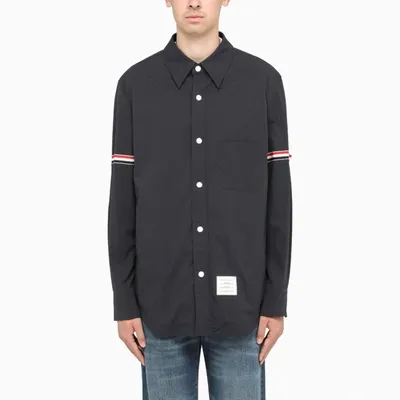 Thom Browne Blue Rwb Long-sleeve Nylon Shirt