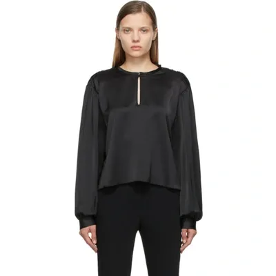 Mm6 Maison Margiela Reversible Black Shoulder Detail Blouse In 900 Black