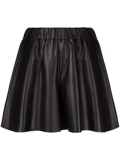 Red Valentino Redvalentino Leather Bermuda Shorts In Black