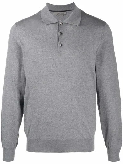 Corneliani Polo-neck Knitted Sweater In Grey