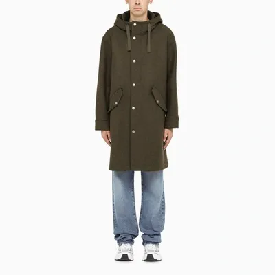 Apc Khaki Parka Jacket In Green