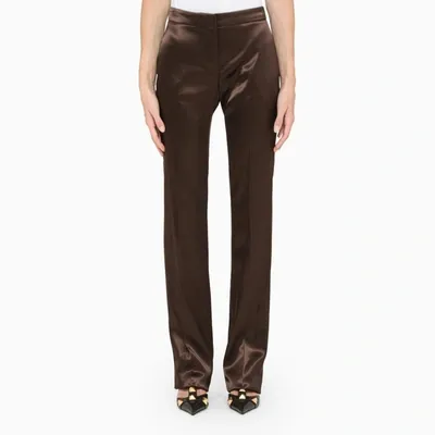 Alexander Mcqueen Brown Satin Trousers