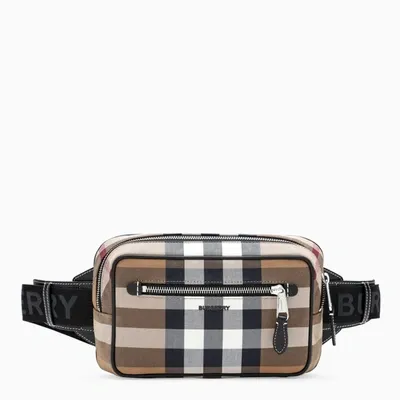 Burberry Check Canvas West Beltpack In Brown,white,black