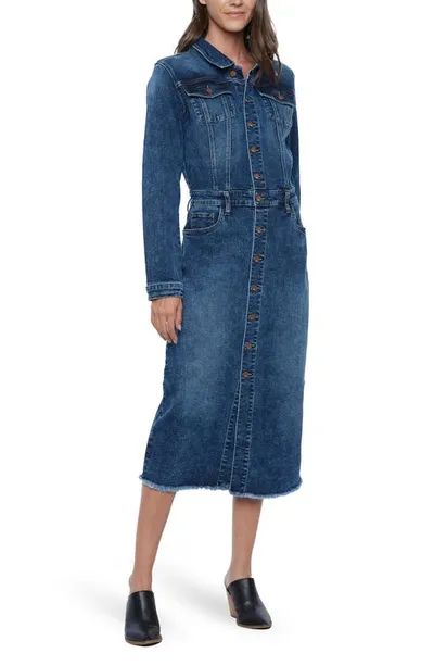 Wash Lab Denim Piece Dyed Denim Dress In Marlin Blue