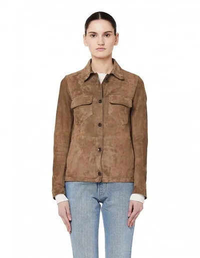 Salvatore Santoro Beige Suede Shirt Jacket