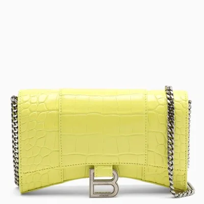 Balenciaga Yellow Coco-print Hourglass Chain Wallet